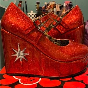 Lux De Ville T.U.K. Red Sparkle Maryjanes 6 NIB